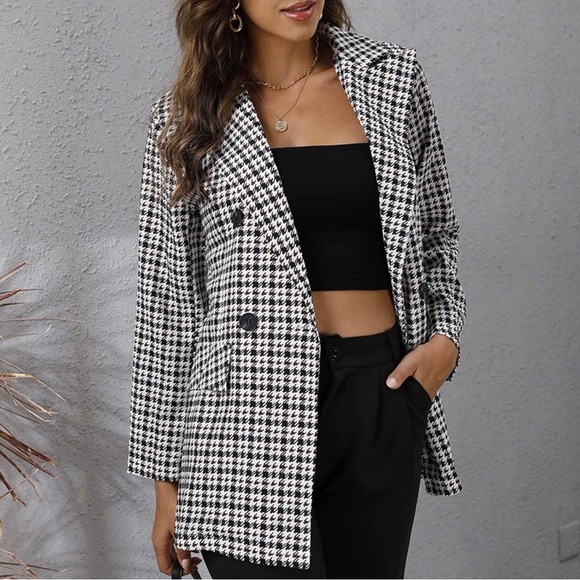 Women’s Houndstooth design Blazer / Suit Jacket - Picture 4 of 6